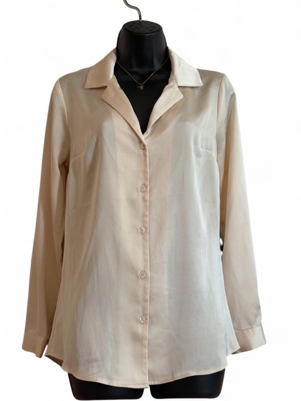 ASOS Cream Satin Button-Down Shirt